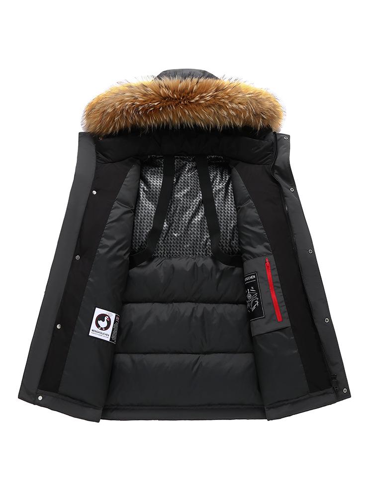Northeast Extreme Cold -30° Mid-Length Down Jacket: Men's & Women's Outdoor Goose Down Coat with Big Fur Collar