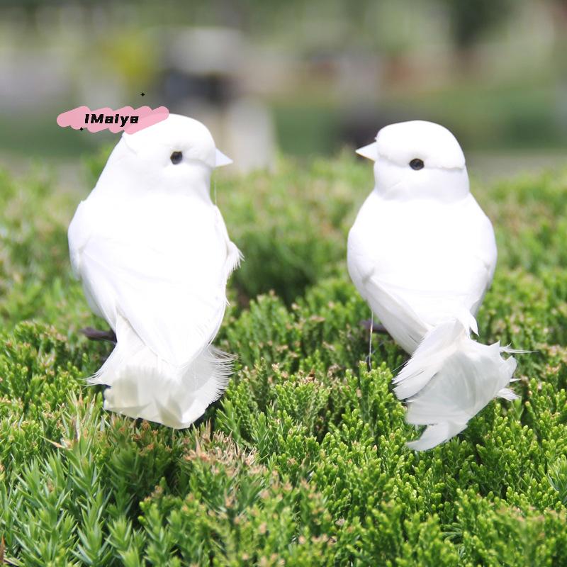 M-1PCS Artificial Birds Simulated little bird, white bird, feathered bird, little white dove Decoration
