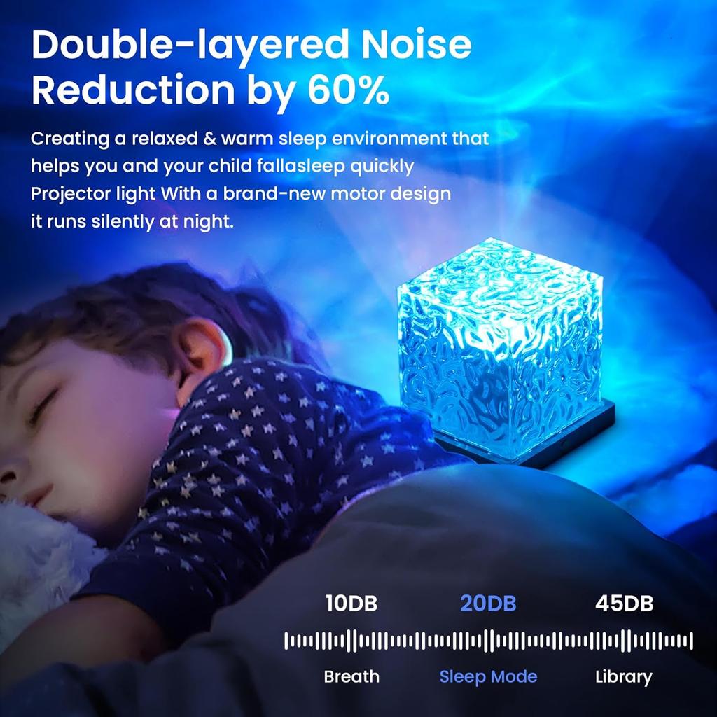 Northern Lights Ocean Wave Projector Light,16 Colors Gradual Rotating Water Cube Lamp,Underwater Projector Light with Remote Control for Kids