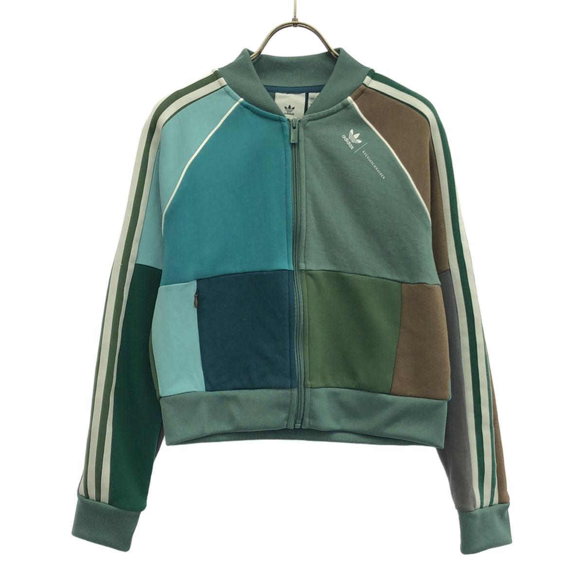 

adidas Принт логотипа 3 полоски Свитшот с длинным рукавом Куртка на молнии M Женский Б/у