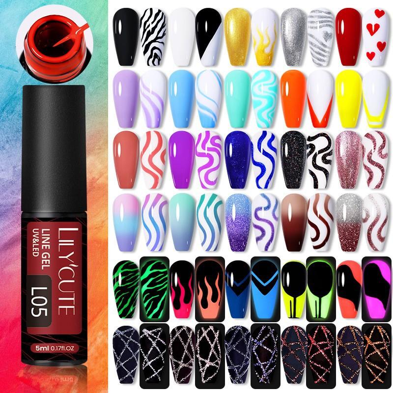 A Full Set Of Elastic Brushed Glue, Nail Art Fluorescent Pull Line Hook Glue, Painted Diy Manicure Phototherapy Nail Polish Glue