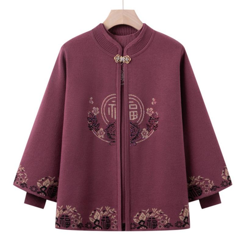 

Новый свитер Фу бабушки, осенний вязаный свитер, комплект из двух предметов, осенний топ для мамы среднего возраста 3XL (recommended 115-65kg)