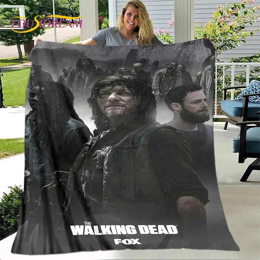 The Walking Dead Korku Yumuşak Peluş Battaniye, Flanel Battaniye Atmak Battaniye Oturma Odası Yatak Odası Yatak Kanepe Piknik Örtüsü Bettdecke