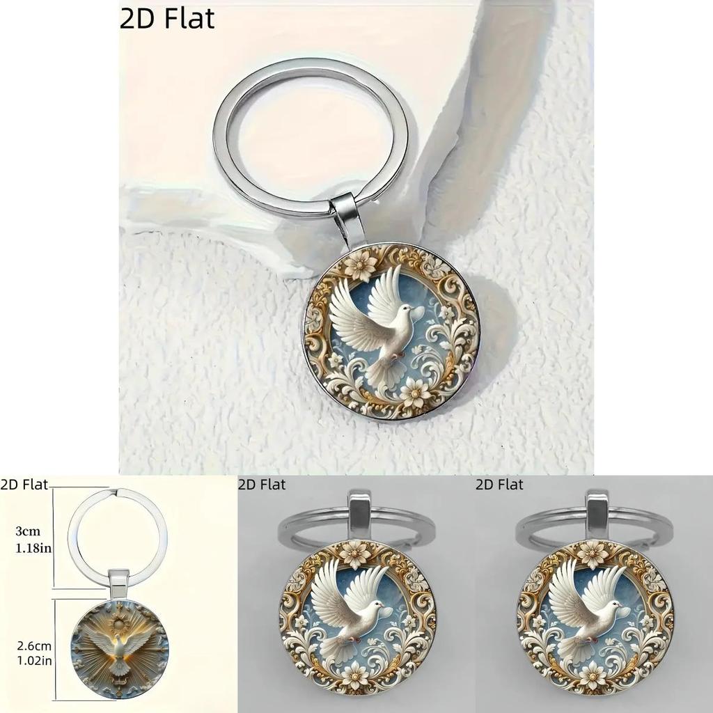 Illuminated Dove Pendant Keychain With European Style Zinc Alloy Accessory For Keys