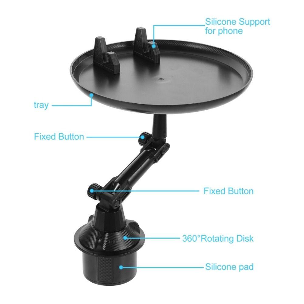 360° Swivel Arm Car Tray Table Adjustable Drink Stand Car Cup Bracket  Mobile Phone Holder