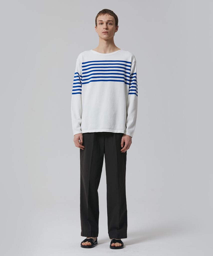 PUBLICFIGURE Essential Basque Shirt_Ivory/Blue