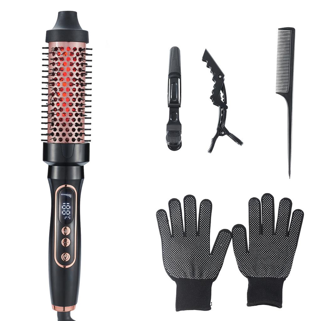 Heating Curling Comb with Infrared Care PTC Thermal Round Brush Styling Iron for Volumizing Anti-Scald Professional Hot Brush