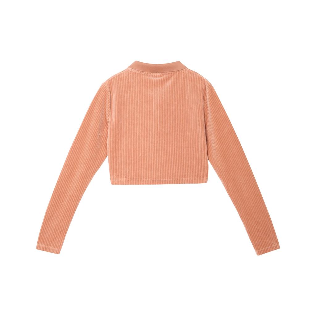Jordan Cropped Corduroy Long-Sleeve Lounge Top With Logo Women Tops Pure-White Clay-Yellow DV1401-215