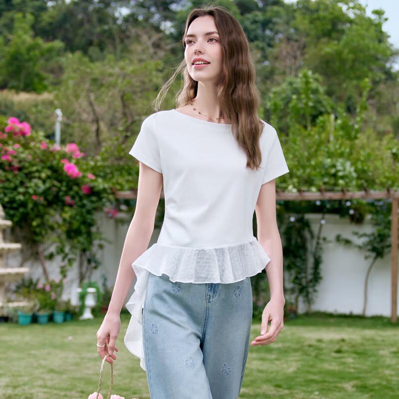Betu Women's Irregular Pleated Slim Fit T-shirt