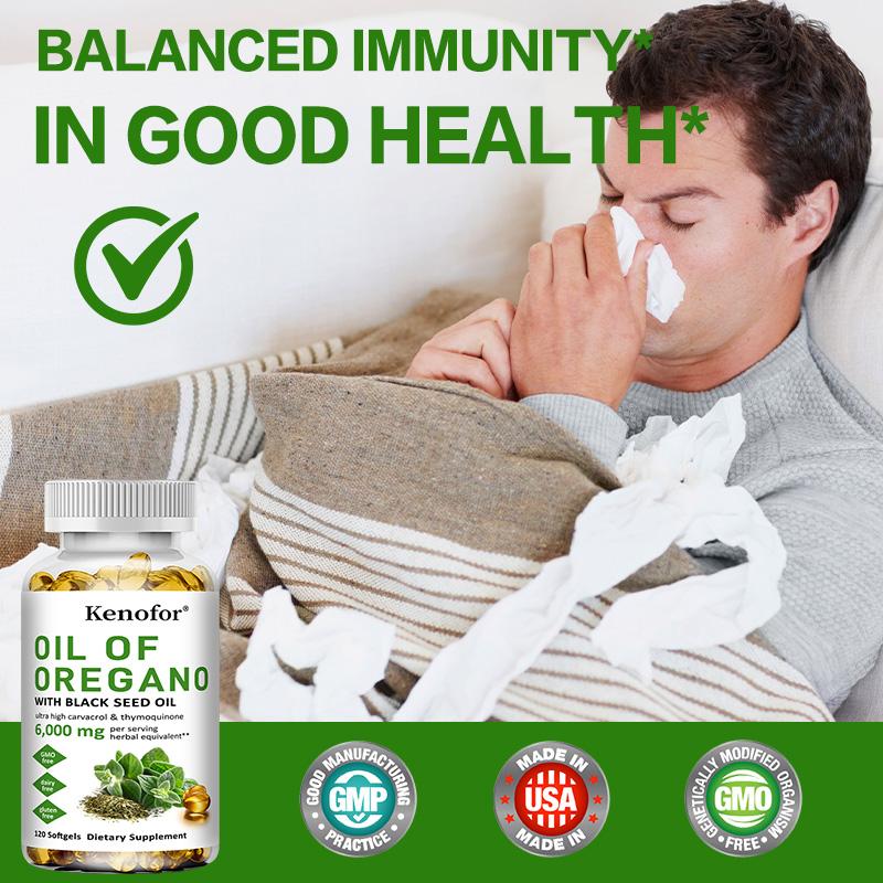 Oreganoöl mit Schwarzkümmelöl-Komplex 120 Weichkapseln Nahrungsergänzungsmittel