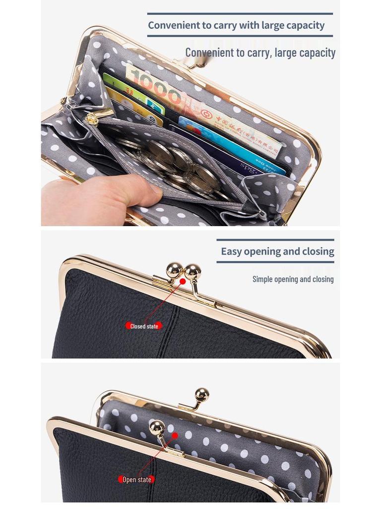 Premium Leather Long Clutch Wallet with Clasp - Large Capacity, Minimalist Design