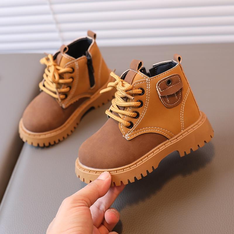 Chłopcy Dziewczęta Przystojny Casual Na wszystkie mecze Wygodne szwy Kolor Boczny zamek błyskawiczny Antypoślizgowe krótkie buty Skórzane buty