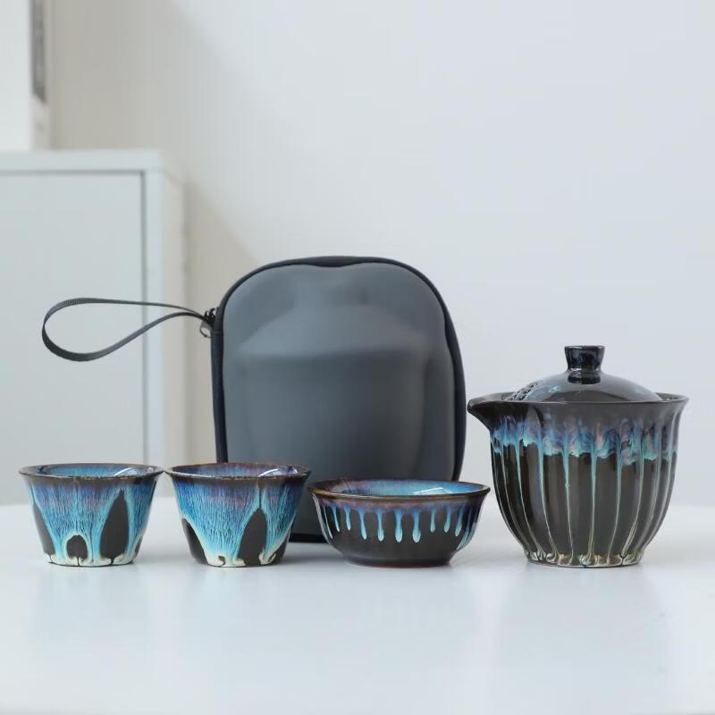 Nordic Ceramic Portable Travel Tea Set with Capsule Bag