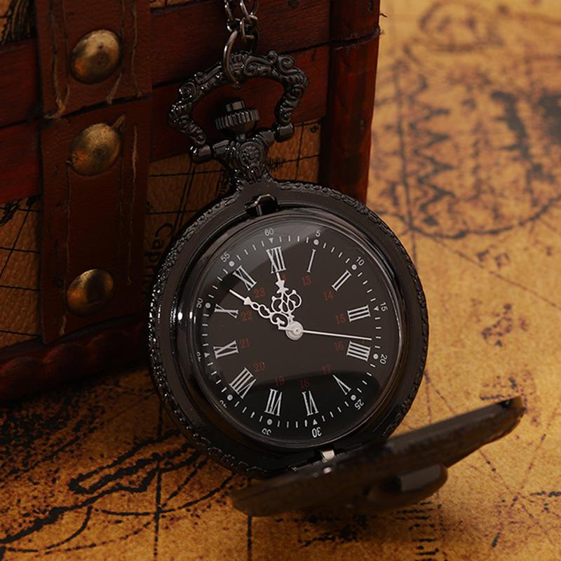 1 шт. модные классические черные мужские часы с кварцевым ожерельем и подвеской — фото 4