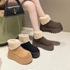 Platform Women's Snow Ankle Boots Suede Mid Heel Cotton Shoes Short Plush Warm Boots Trendy Winter Casual Boots Botas De Mujer