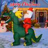 5.9FT Xmas Yard Decorations Inflatable Christmas Santa Riding Dragon Decor LED Unique Home Ornament Christmas Gifts Toy Supplies