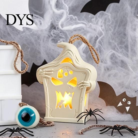 Unique Holiday Gifts Halloween Light Up Tombstone Ornaments, Spooky Small Hanging Graveyard Decoration with Atmospheric Scene Props LED for