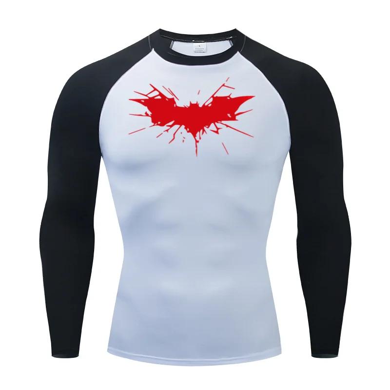 Men's Print Long Sleeve Compression Shirts Gym Workout Rash Guard Athletic Fitness Running Baselayer Undershirts Tops Sportswear