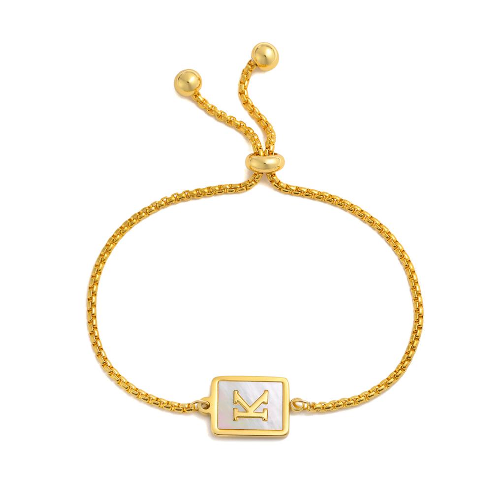 Bracelets Stainless Steel English Alphabet Square Shell Gold Bracelet Ladies Adjustable
