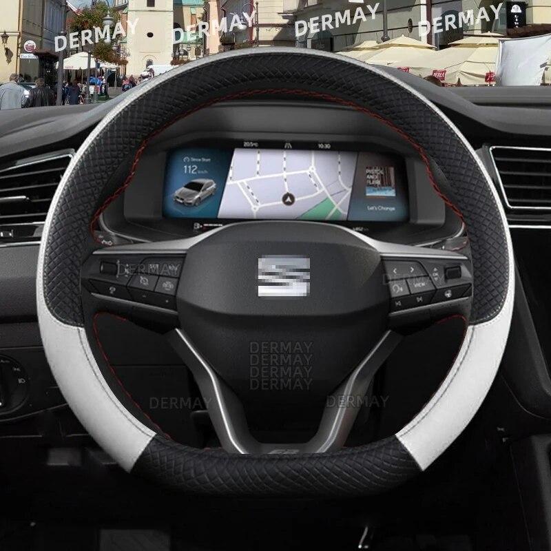 Funda para volante de coche Seat Ibiza 6L 6J 6P 6F KJ1 FR, piel sintética, antideslizante, 9 colores, accesorios para coche, envío rápido.