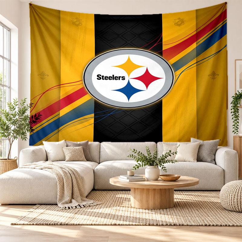 Pittsburgh Steelers Wall Tapestry, Soft Fabric Wall Hanging, Decorative Backdrop For Bedroom Home Wall Art