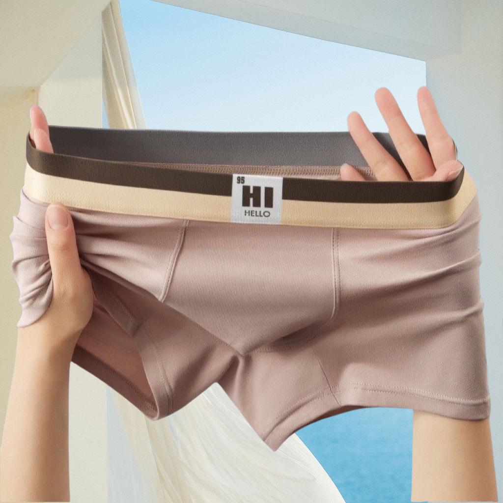 High-End Men's Solid Color Mid-Rise Boxer Briefs - Comfortable, Breathable, Soft, and Skin-Friendly.