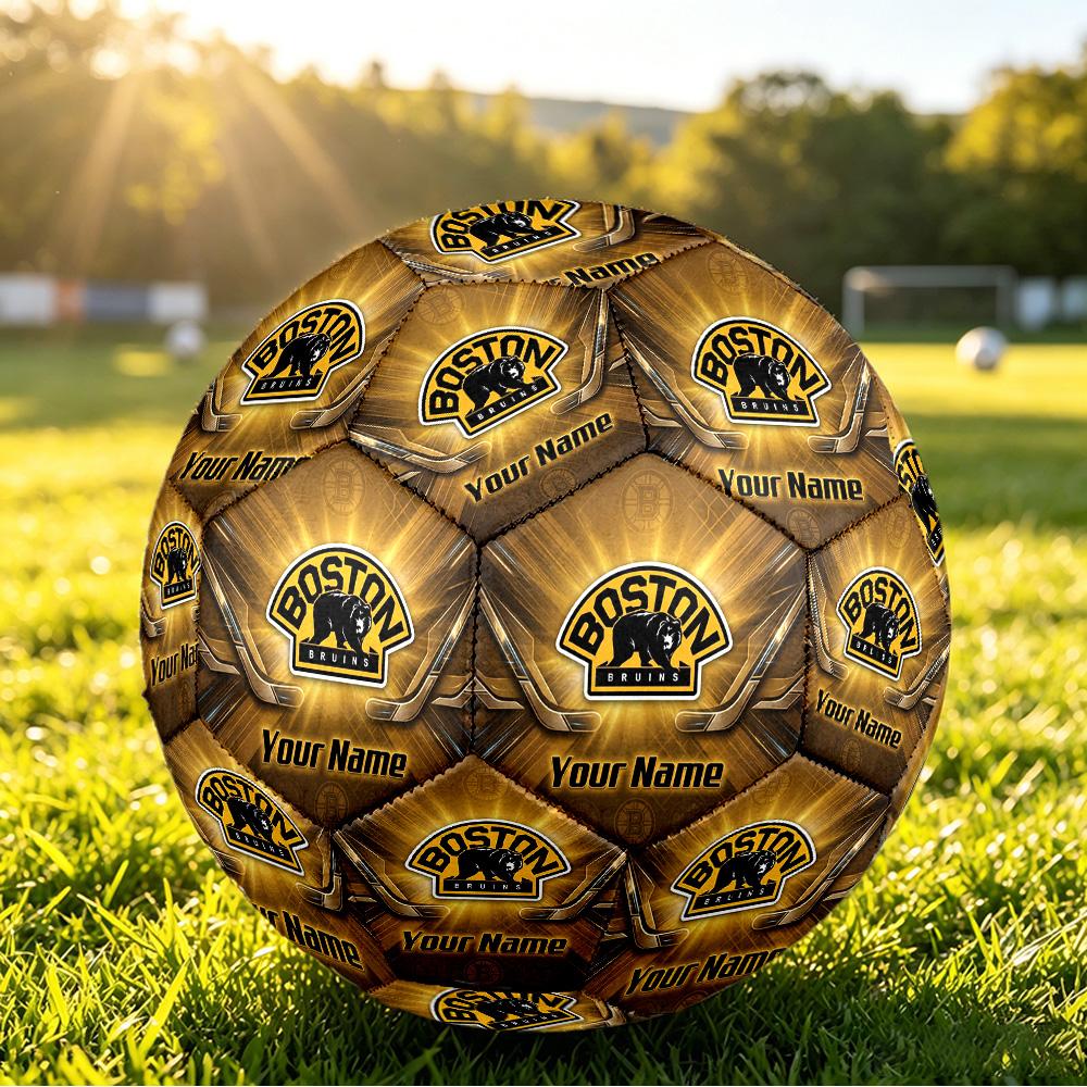 Boston Bruins Size 5 Football, Custom Name Text Personalized Soccer Ball Sport Training Gift