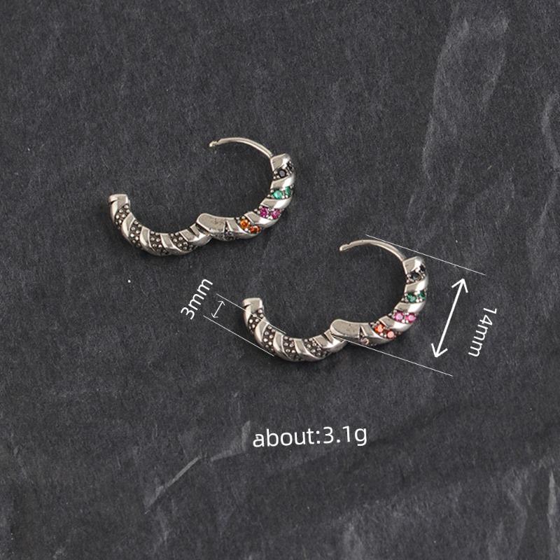Vintage Colored Diamond Twist Earrings For Men And Women Luxury Zircon Ear Buckles