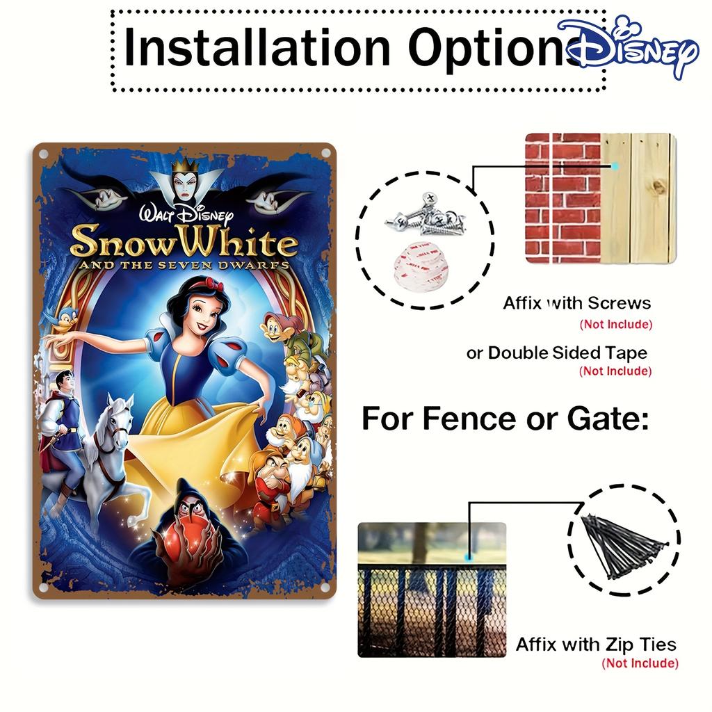 1pc Snow White and the Seven Dwarfs Metal Tin Sign - 20.32x30.48 Cm, Whimsical Wall Art with Snow White, Dwarfs, and Magical Cre