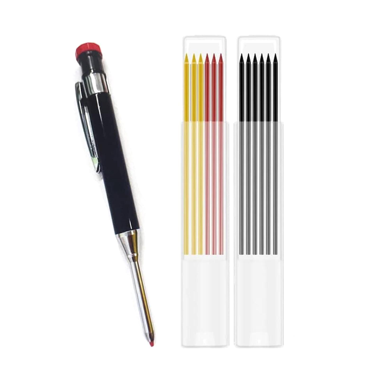 

Металлический плотницкий карандаш с длинным носиком и глубоким отверстием, механический карандаш-маркер, инструмент для маркировки со встроенной точилкой чёрный