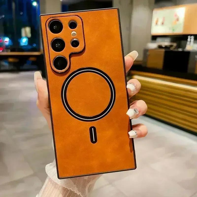 

Винтажный кожаный магнитный чехол для Magsafe для Samsung Galaxy S25 S24 S23 S22 S21 FE Note 20 Ultra Plus S21FE S23Ultra S 25 Чехол Samsung S24 Ultra