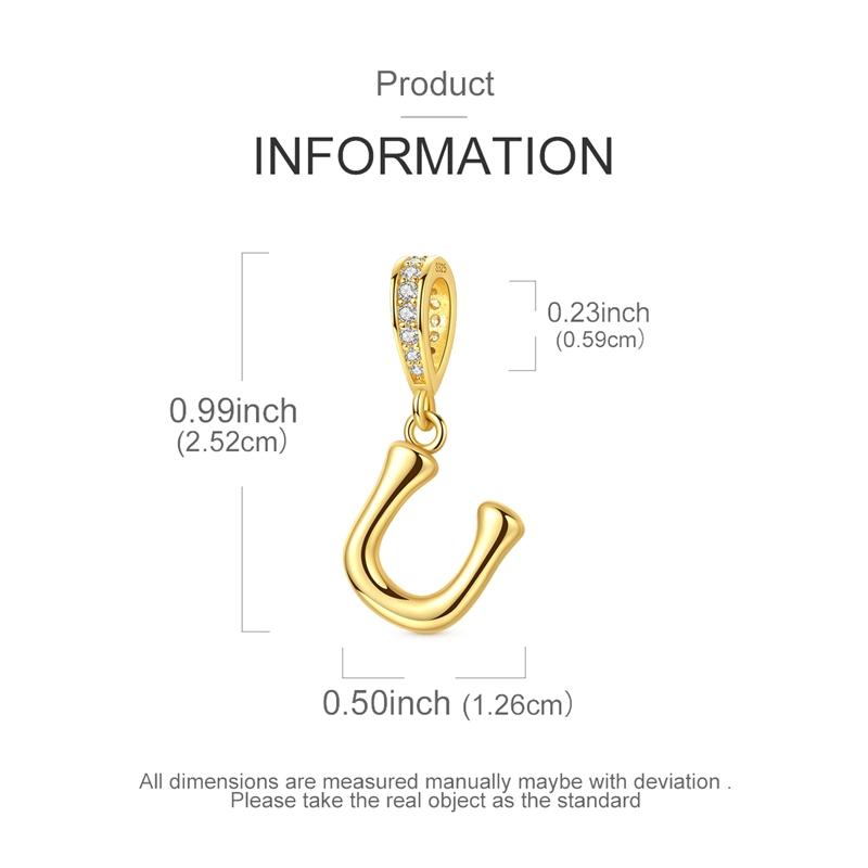 copper Alphabet Charm Bead Charms Bead Charms Golden 26 AZ letters Pendants Compatible With Women Authentic Bracelets Do It Yourself Christmas Gift