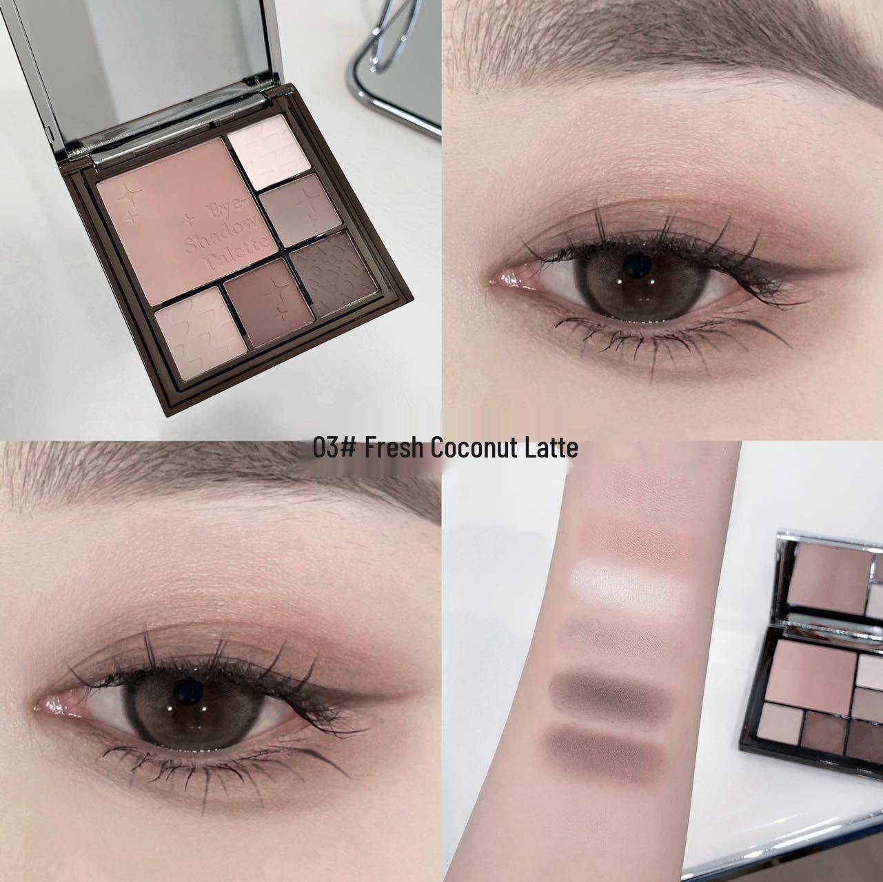 Six-Color Multi-functional Palette: Matte Eyeshadow, Highlight, Contour, Blush, Under-eye All-in-One 12.9g