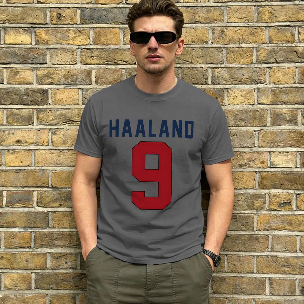 Unisex TShirts Haaland 9 Casual Cotton Tees Short Sleeve T Shirt Round Neck Clothing Plus Size