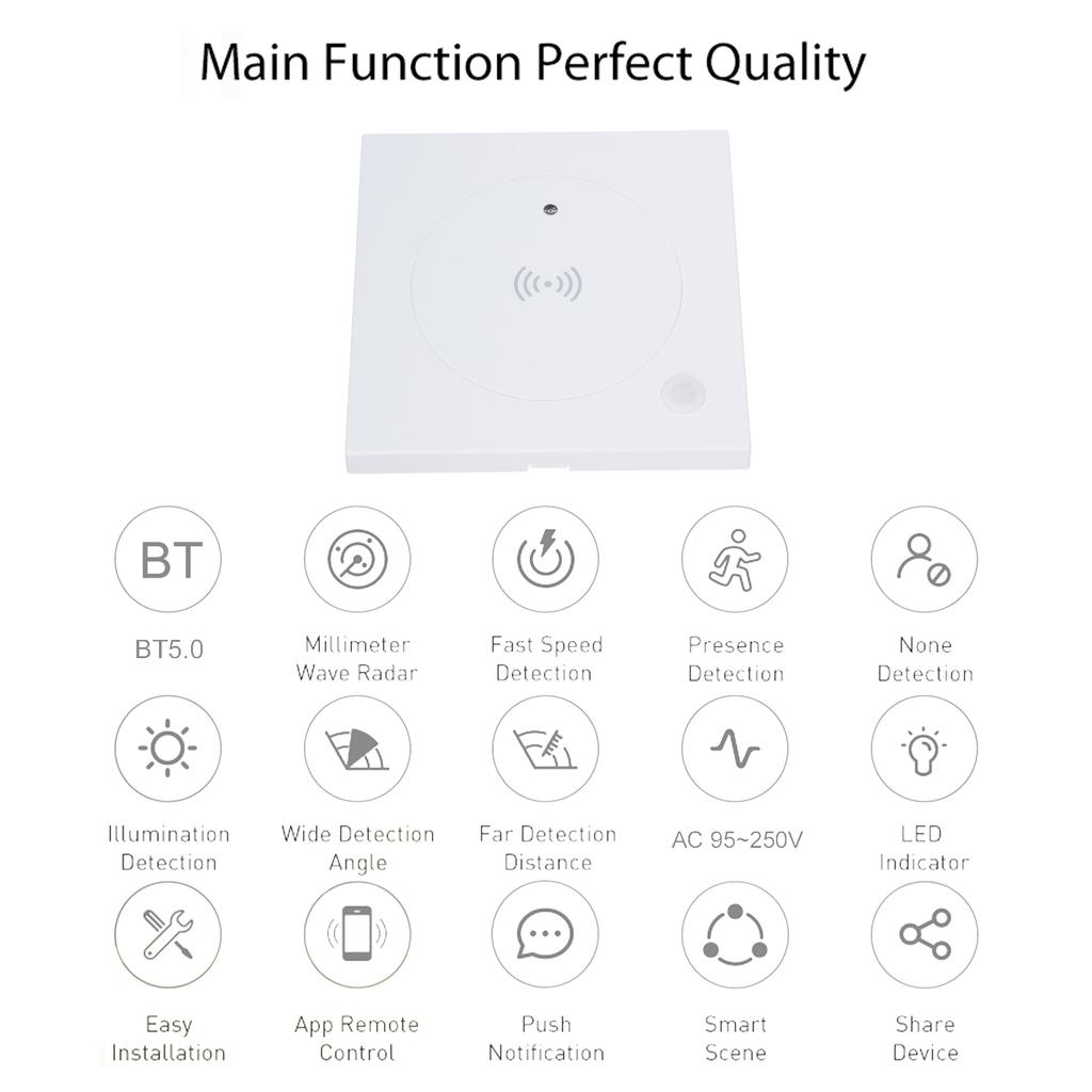 Human Presence Sensor Detect Human Presence None Status Body Motion Detector BT5.0 2.4GHz WiFi