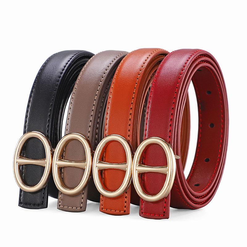 Ladies Belt Oval Smooth Buckle Belt Women'S Minimalist Denim Skirt Pants Wide Waist Seal