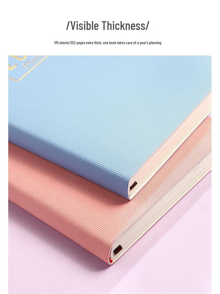 2025 A5 Thickened English Daily Planner Agenda Calendar Book
