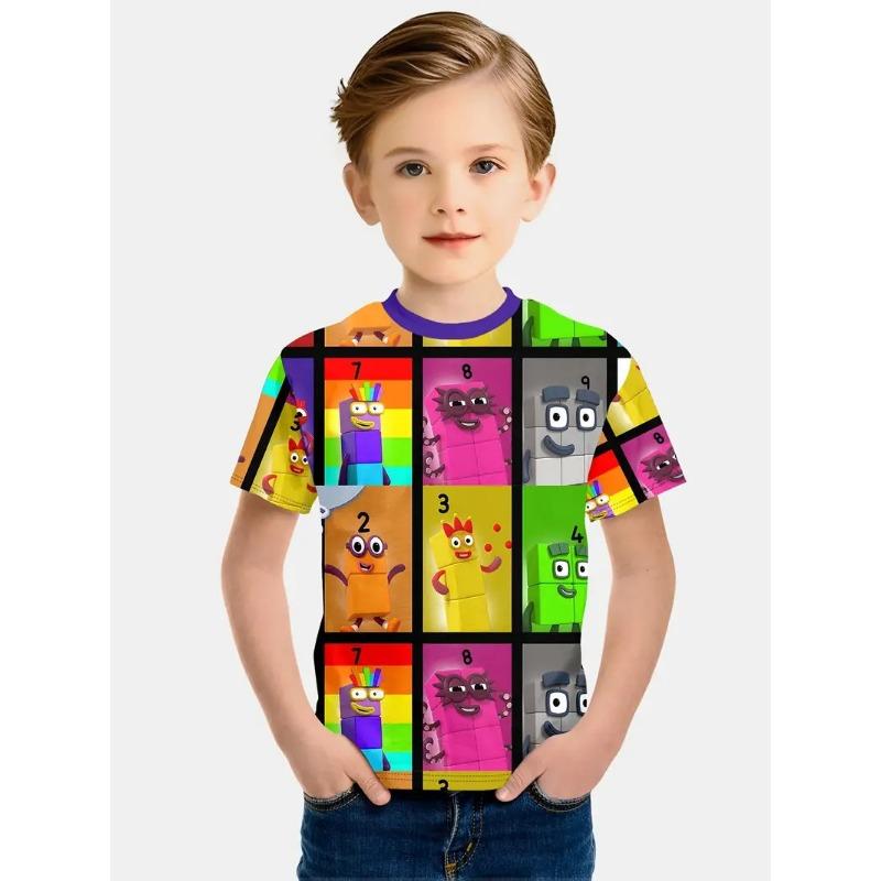 Personalisiertes Splicing 3D-gedrucktes Kinder-Sommer-Kurzarm-Rundhals-Jungen-Top-T-Shirt