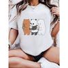 European Size Women'S "We Bare Bears" Graphic Tee - Cute Cartoon Bear Design, Short Sleeve Crew Neck, Casual & Fashionable, All-Season Comfort