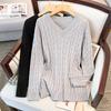 Damen Große Größen Lockerer V-Ausschnitt Strickpullover, Brustumfang 150/160 cm, 200-350 Jin, Stil 8069