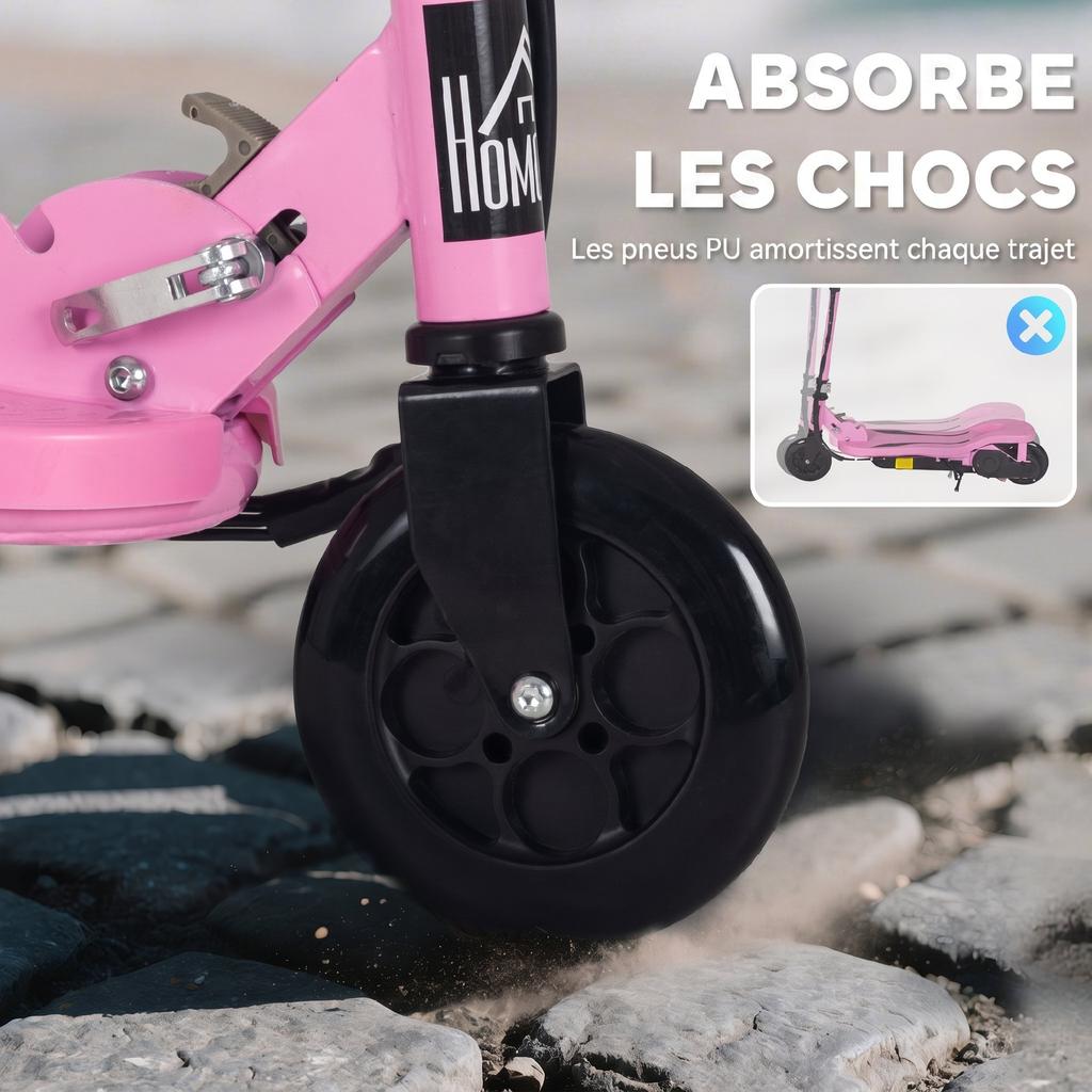 Electric Scooter for Children 7+, Folding, 120 W, Max Speed 12 Km/h, 75 X 36 X 82-93 Cm, Pink