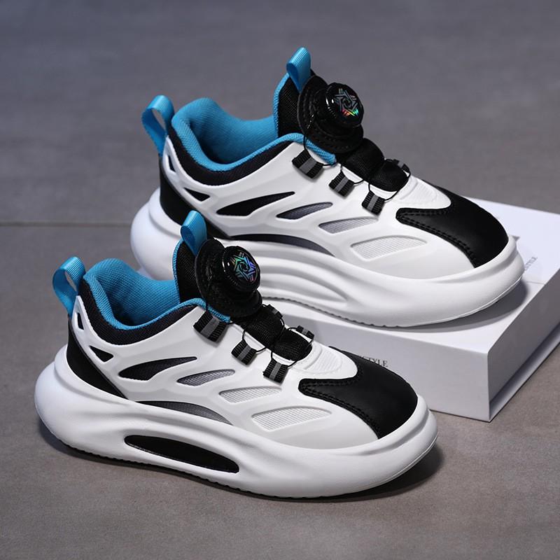 Kids Lightweight Running Shoes With Rotating Buckle Girls Boys Winter Comfortable Sport Sneakers