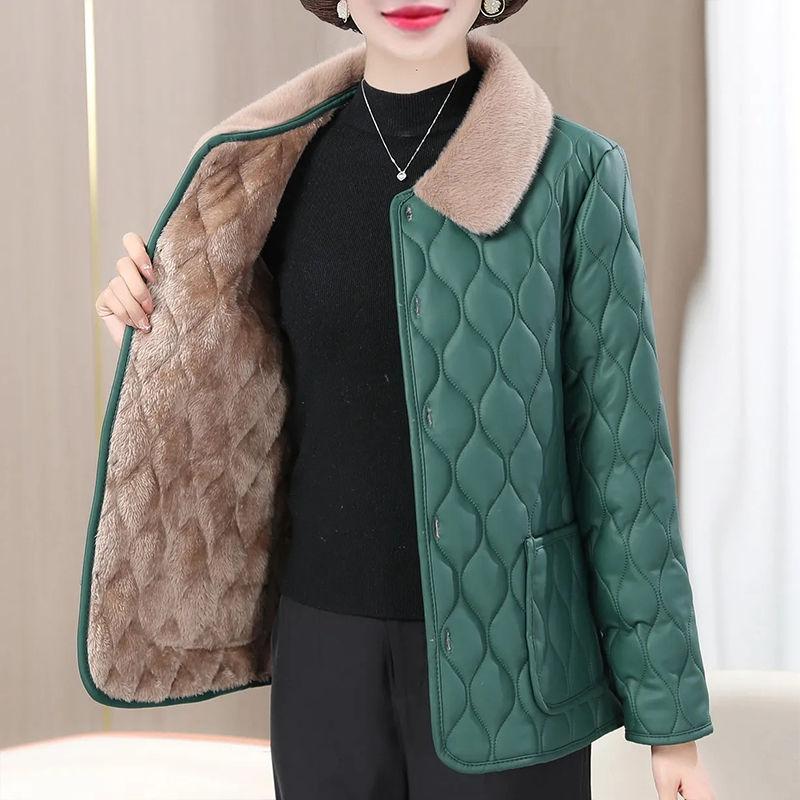 Women's Winter Jacket, Padded Jacket, Padded Jacket, Leather Jacket, Plus Velvet Thickening