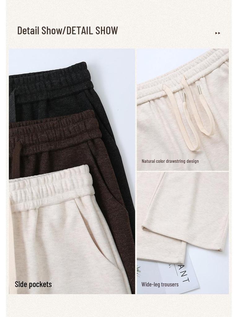 Aixuan White Wool Acetate Wide-Leg Pants: 2025 Autumn/Winter Women's Casual Draped Trousers