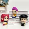 3Pcs K-POP Demon Hunters Rumi Mira Zoey Q Version Sitting Pose Figure Set Anime Action & Toy Figures Cute Cartoon Action Figures Toys for Fans Gift
