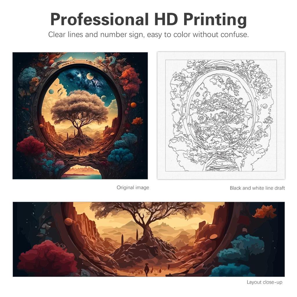 Marco de pintura acrílica por números para adultos, Kits de árbol pintado a mano, imagen moderna, obra de arte para decoración del hogar, 40x40