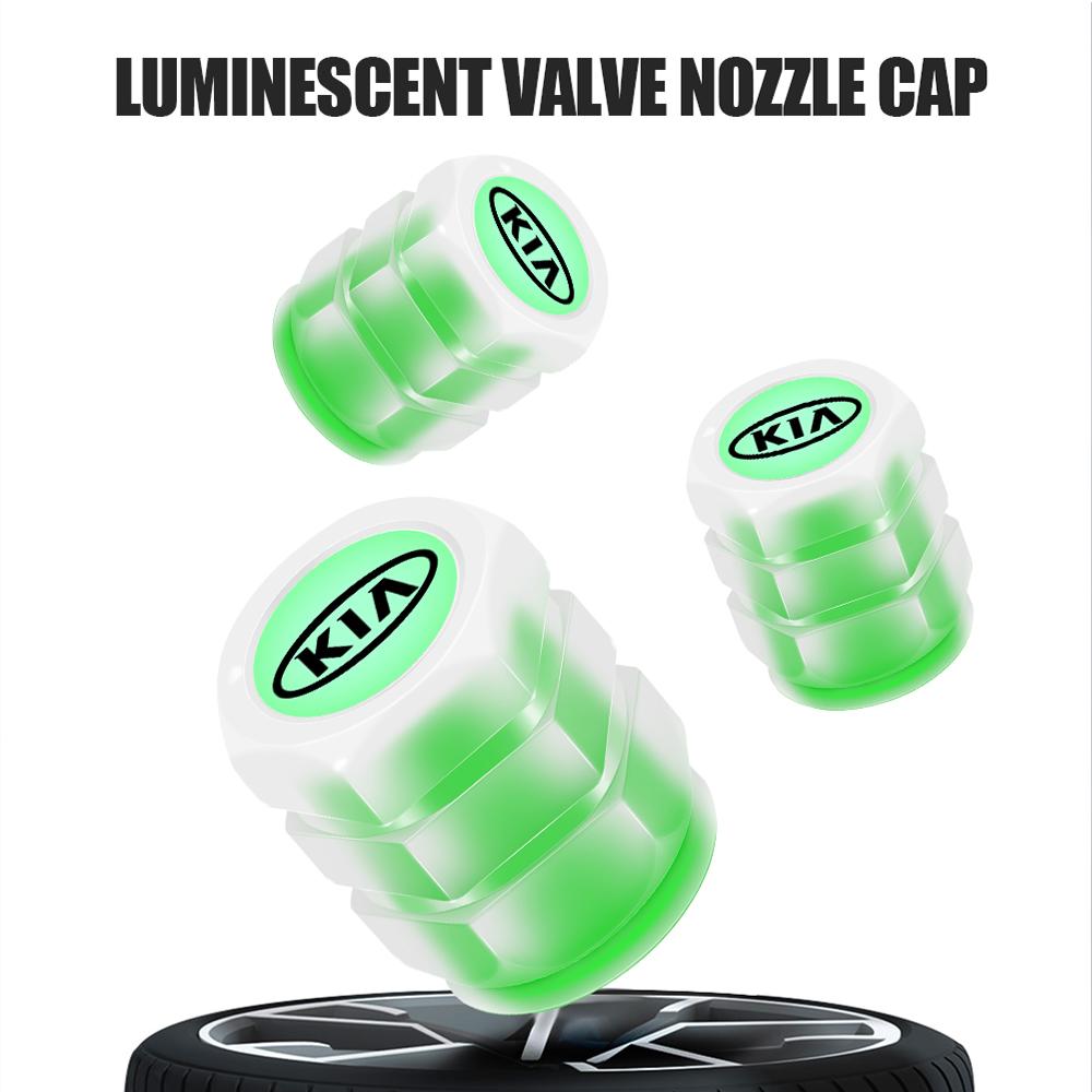 2026 Horká Samolepka na Auto 4ks Svítící Krytky Ventilků ABS Fluorescenční Kryt Ventilku Kolečka Pneumatiky Pro Kia Rio Picanto Sportage Niro Morning C