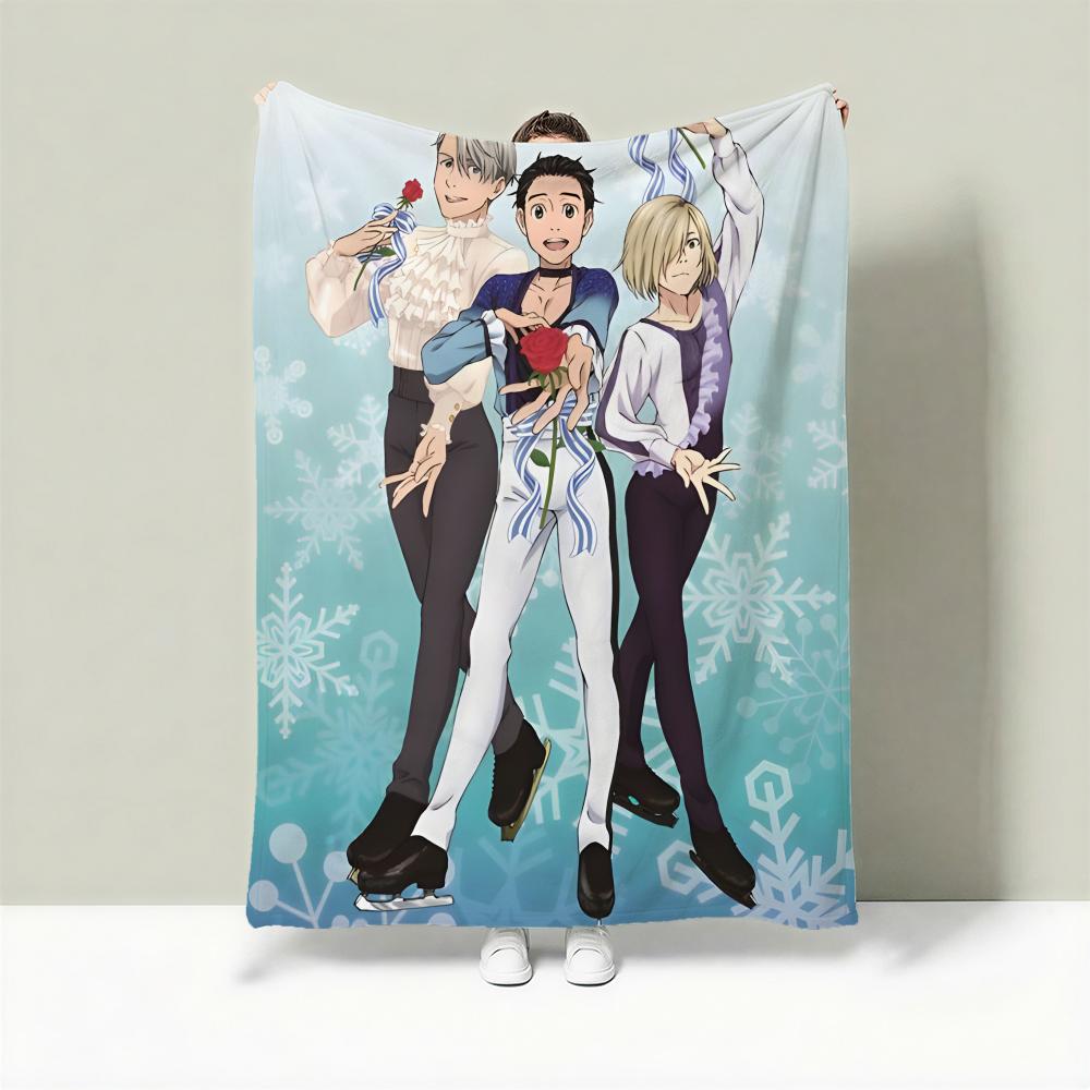 

Anime Y-Yuri on Ice Throw Lightweight 240g Flannel Blanket Soft Skin-friendly for Summer Cooling 75cmx90cm