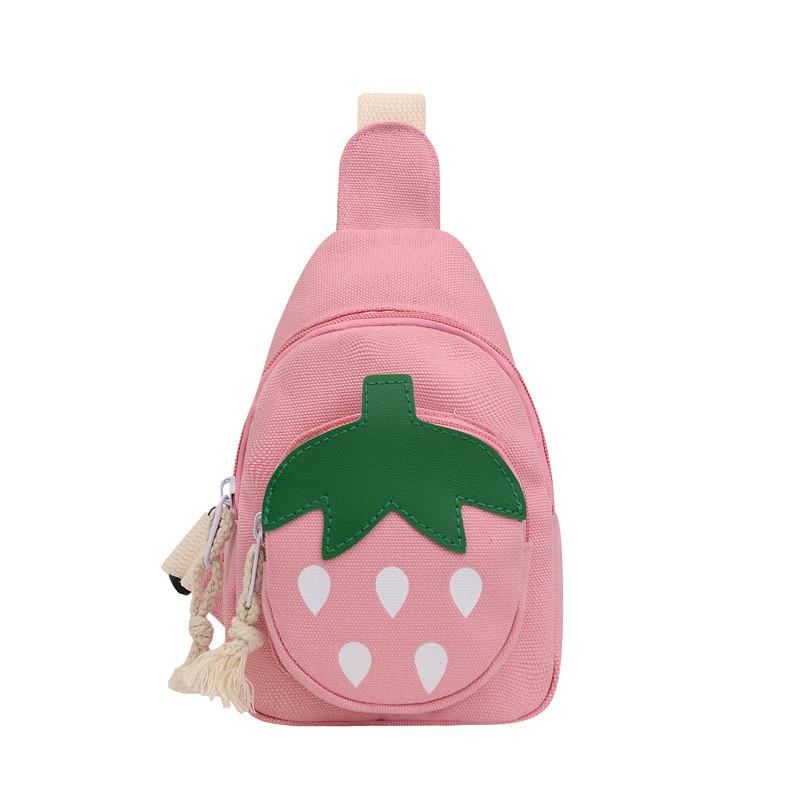 Strawberry Adorable Children Canvas Mini Purse Zipper Storage Activities Travel