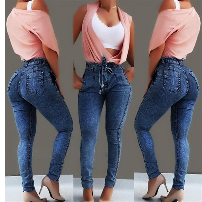 Våren 2022 damemote høy midje skinny slim jeans dame denim capris blyant Bukser jean mom jeans bukser
